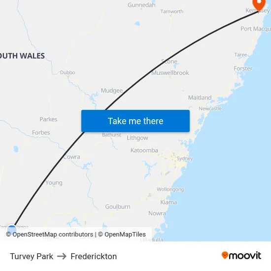 Turvey Park to Frederickton map