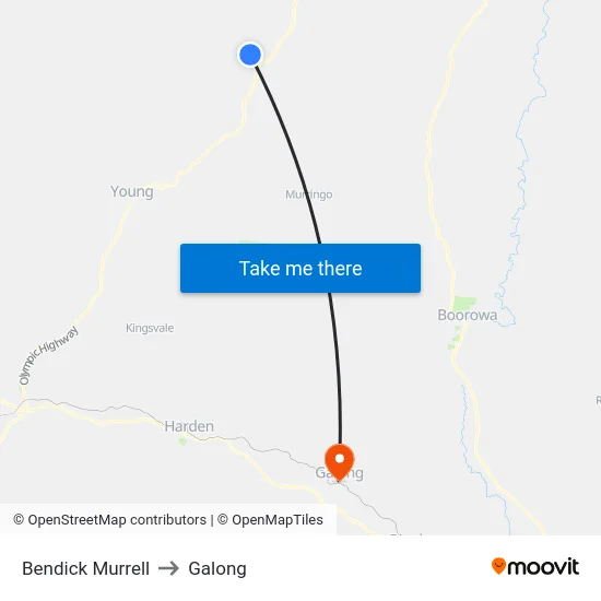 Bendick Murrell to Galong map