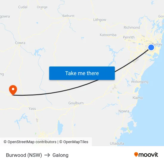 Burwood (NSW) to Galong map