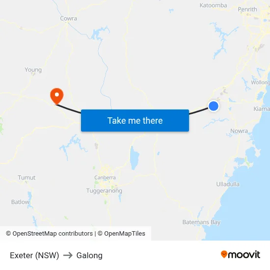 Exeter (NSW) to Galong map