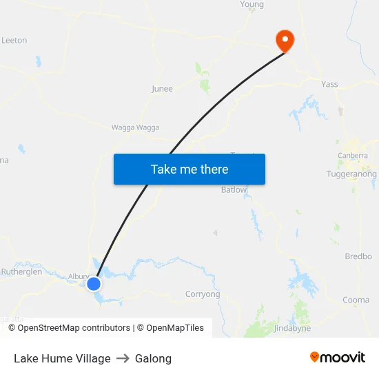 Lake Hume Village to Galong map