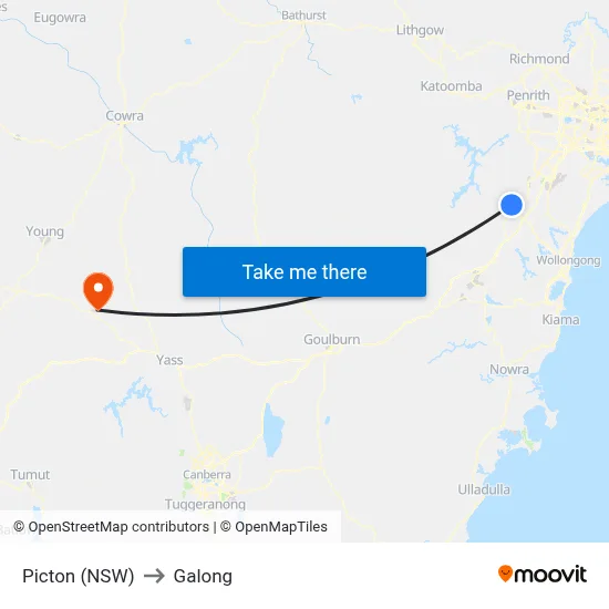 Picton (NSW) to Galong map