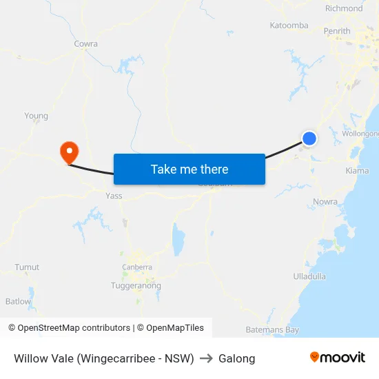 Willow Vale (Wingecarribee - NSW) to Galong map