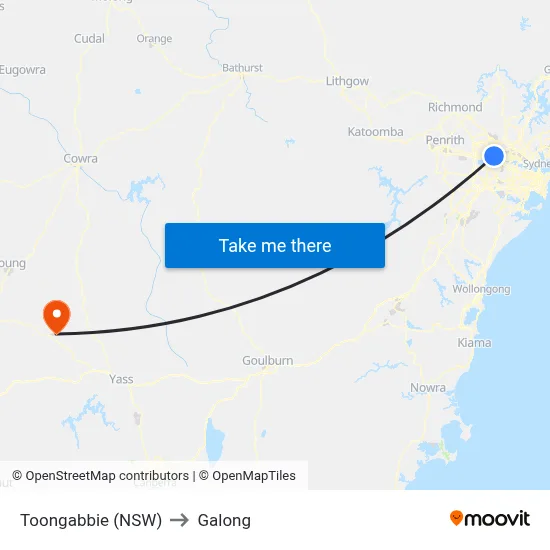 Toongabbie (NSW) to Galong map