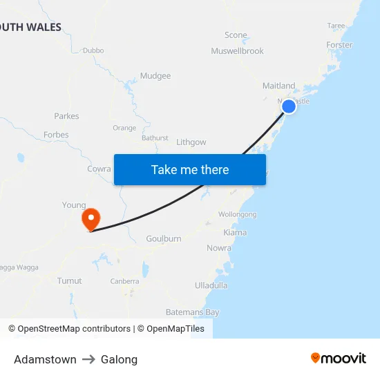 Adamstown to Galong map