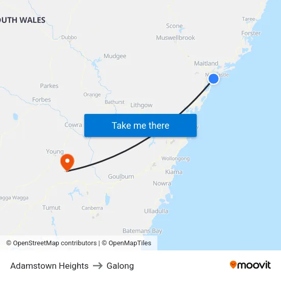 Adamstown Heights to Galong map