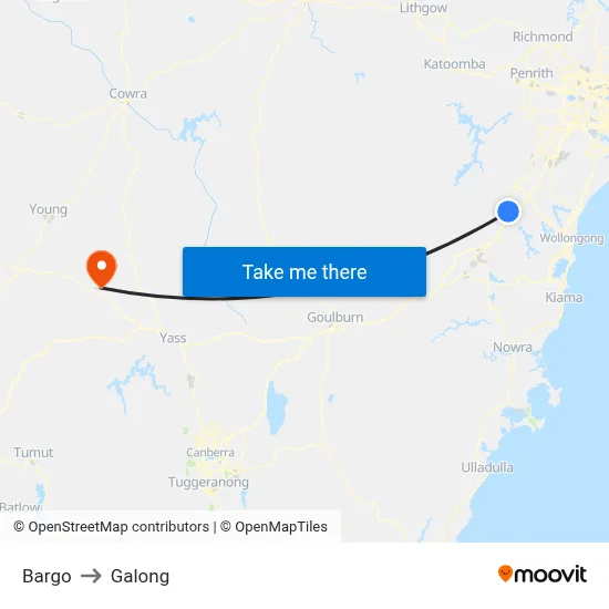 Bargo to Galong map