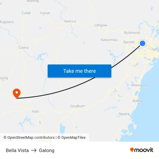 Bella Vista to Galong map