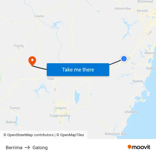 Berrima to Galong map