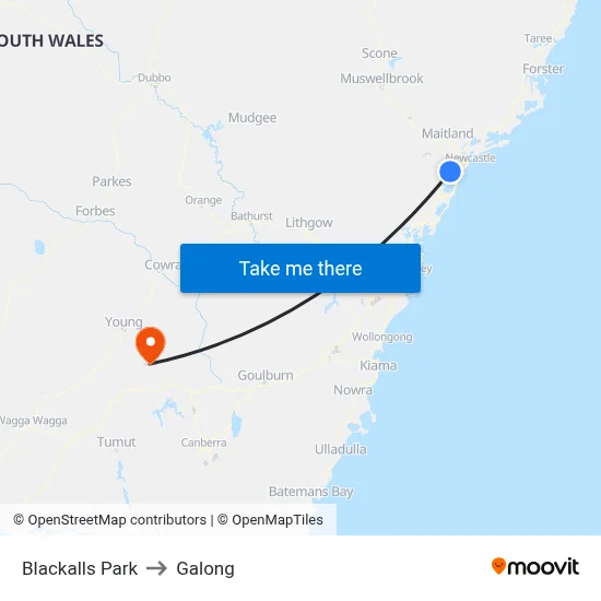 Blackalls Park to Galong map