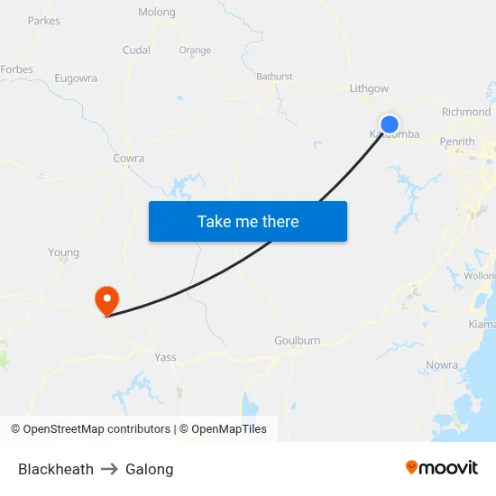 Blackheath to Galong map