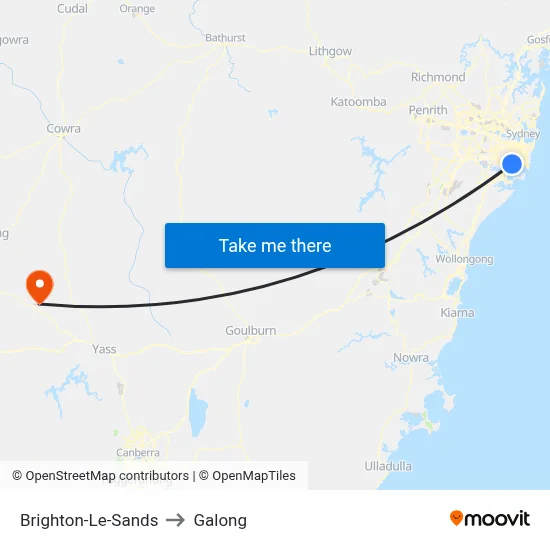 Brighton-Le-Sands to Galong map