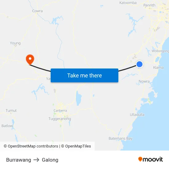 Burrawang to Galong map