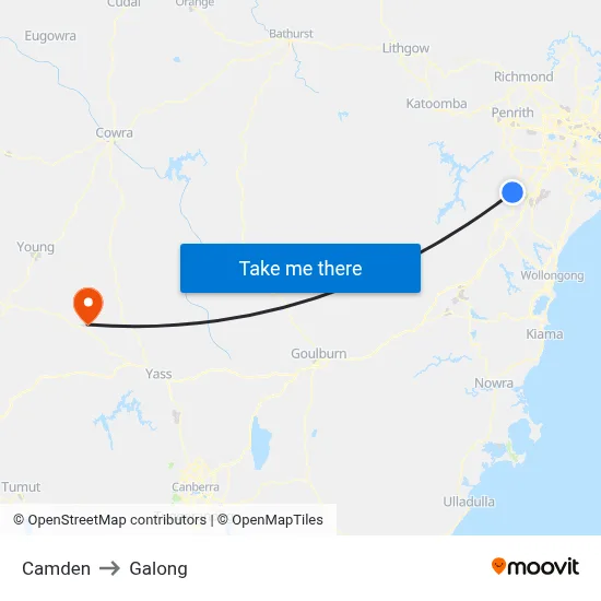 Camden to Galong map