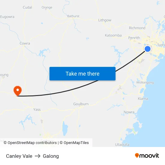 Canley Vale to Galong map