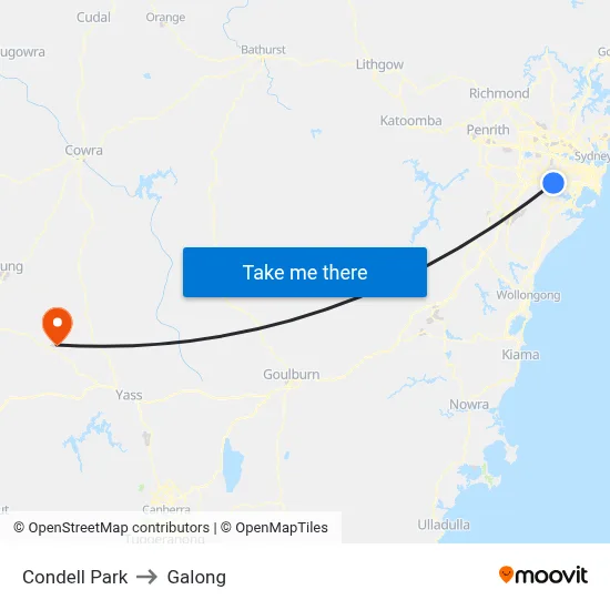 Condell Park to Galong map