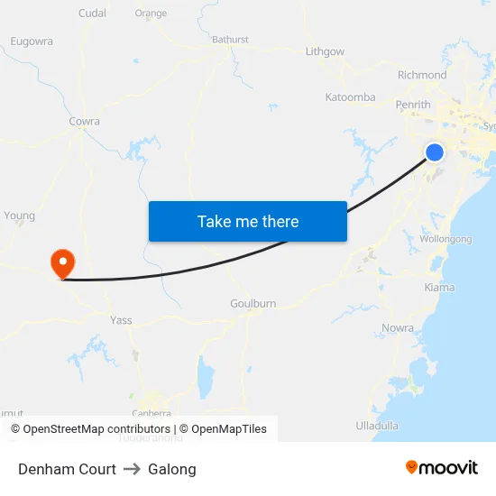 Denham Court to Galong map