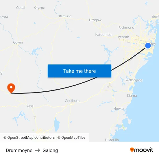 Drummoyne to Galong map