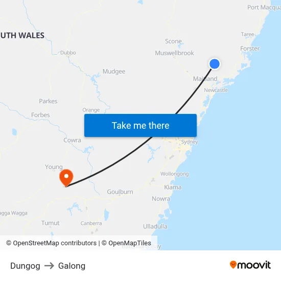 Dungog to Galong map