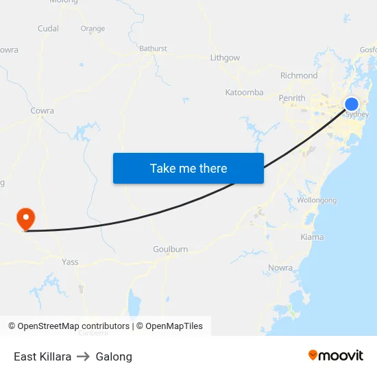 East Killara to Galong map