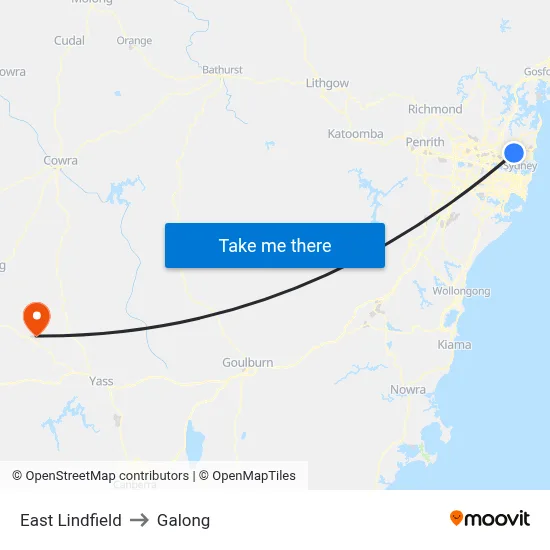 East Lindfield to Galong map