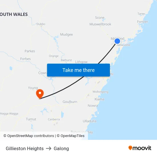 Gillieston Heights to Galong map