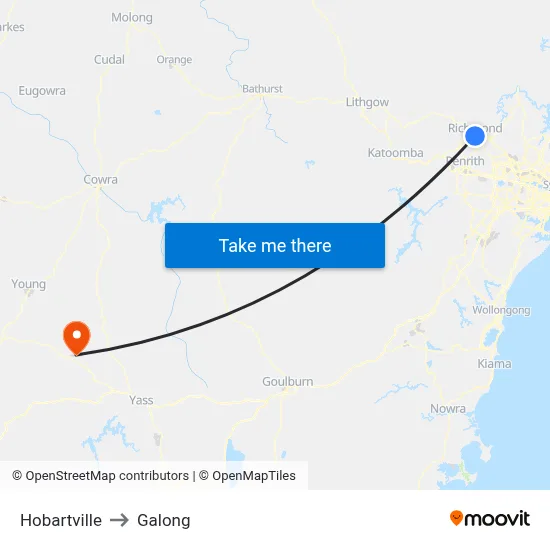 Hobartville to Galong map