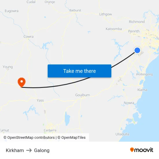 Kirkham to Galong map