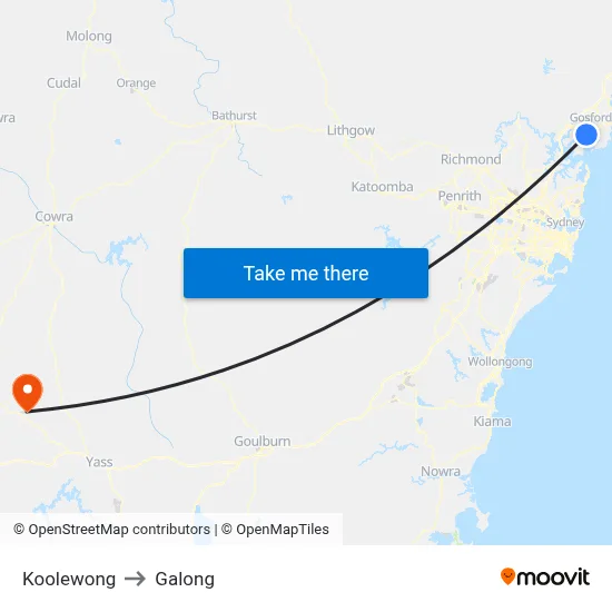 Koolewong to Galong map