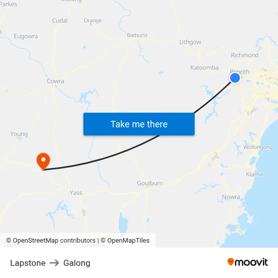 Lapstone to Galong map