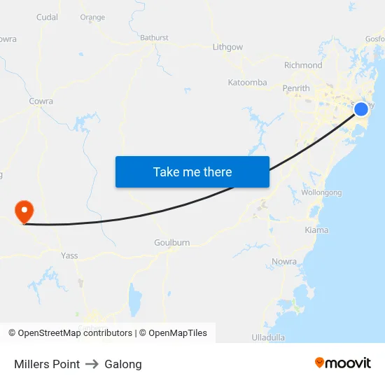 Millers Point to Galong map