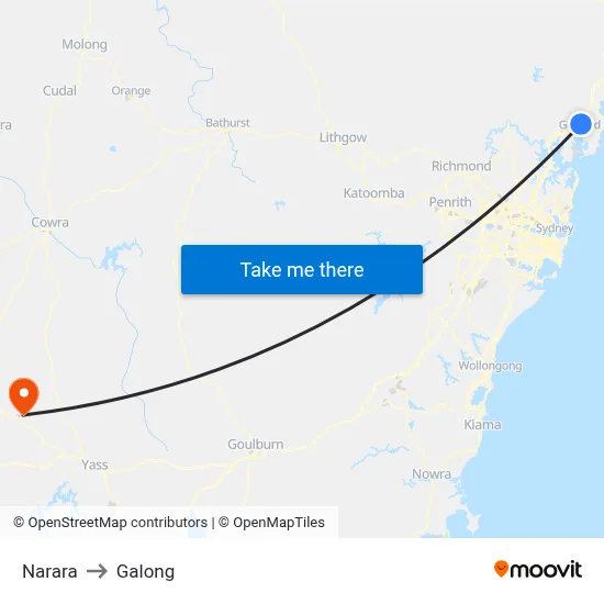 Narara to Galong map