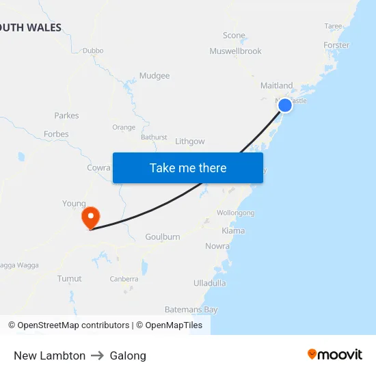 New Lambton to Galong map