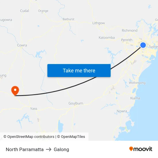 North Parramatta to Galong map
