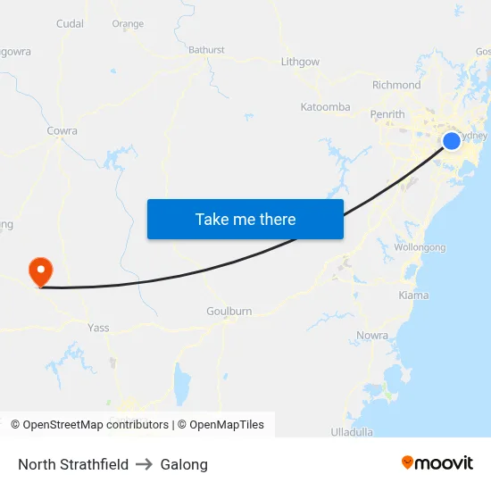 North Strathfield to Galong map