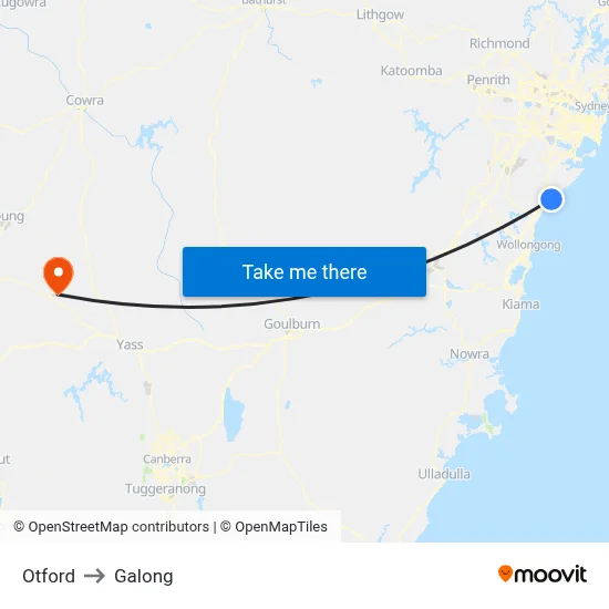 Otford to Galong map