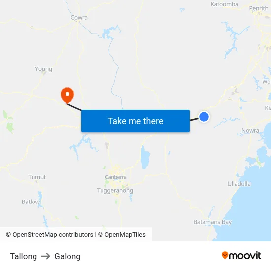 Tallong to Galong map