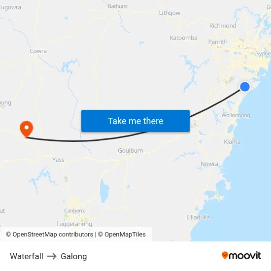 Waterfall to Galong map