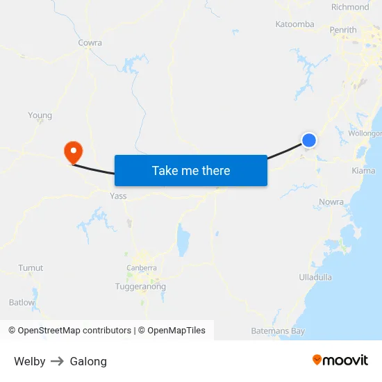 Welby to Galong map