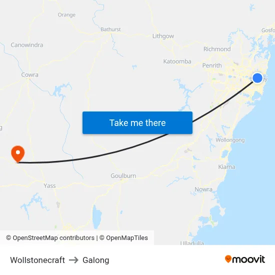 Wollstonecraft to Galong map
