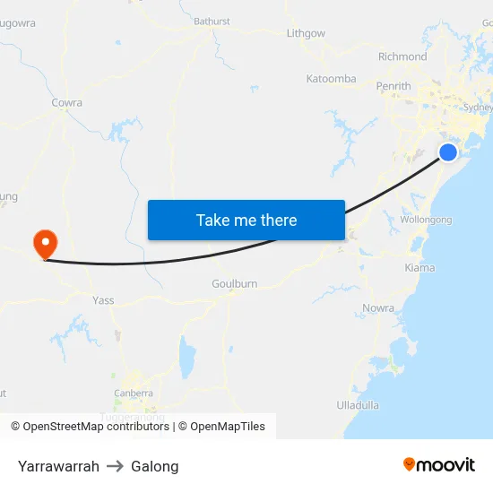Yarrawarrah to Galong map
