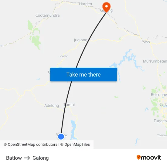 Batlow to Galong map