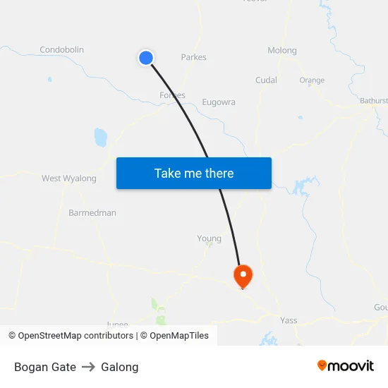 Bogan Gate to Galong map