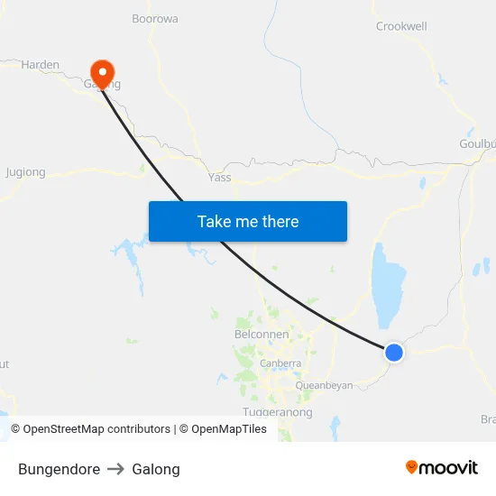 Bungendore to Galong map