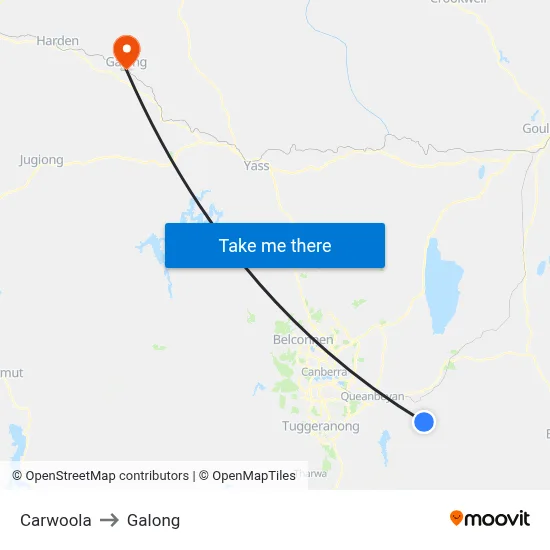 Carwoola to Galong map