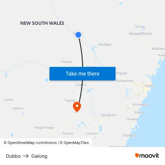 Dubbo to Galong map