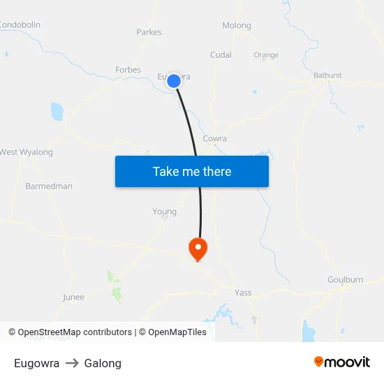 Eugowra to Galong map