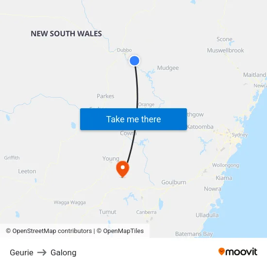 Geurie to Galong map