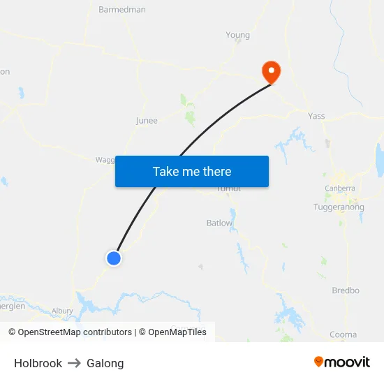 Holbrook to Galong map