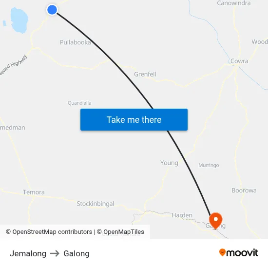 Jemalong to Galong map